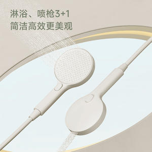 Juego de cabezal de ducha redondo ajustable de instalación oculta, cromado, 13.5-15 cm, con mesa de almacenamiento y barra elevadora - Product Image 1