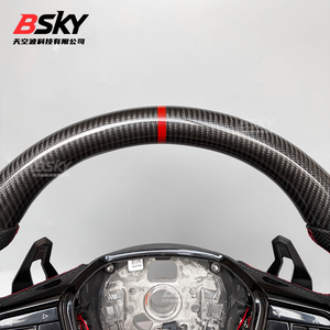 <span class=keywords><strong>Volante</strong></span> de Fibra de Carbono con Botón de Encendido para <span class=keywords><strong>Audi</strong></span> Q3 Q5 Q6 Q7 Q8 SQ8 A3 <span class=keywords><strong>A4</strong></span> B9 A5 B8 A6 C7 S3 S4 RS3 RS5 RS7 RS6 C8 - Product Image 2