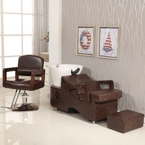 Fauteuil de lavage moderne pour salon, réglable, en cuir, avec pédale et bac de lavage, couleur personnalisable - Product Image 5