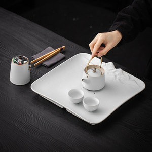 Plateau à thé carré en céramique, en porcelaine, avec drainage, pour la préparation et le séchage du thé, idéal pour le thé de l'après-midi - Product Image 2