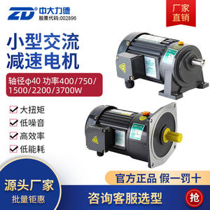 Motor Zhongda 5 #   Reductor de Velocidad Horizontal Monofásico con Eje de 40 mm, Freno, Asíncrono, Motor de CA Pequeño con Engranajes - Product Image 3