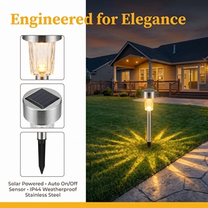 Lampe LED solaire esthétique en acier inoxydable à facettes, abat-jour transparent, du crépuscule à l'aube, IP44, résistante aux intempéries, pour <span class=keywords><strong>jardin</strong></span>, pelouse et bordure - Product Image 5