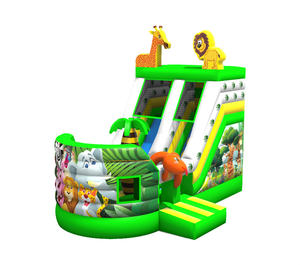 Toboggan gonflable commercial pour animaux sauvages personnaliser Zoom toboggan sec pour enfants jeux gonflable fête location <span class=keywords><strong>château</strong></span> sautant - Product Image 1