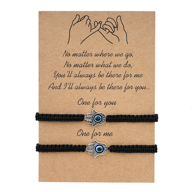 Creative Card Beaded Bracelet Ethnic Style Palm Devil Eye Couple Bracelet Alloy Jewelry With Cards