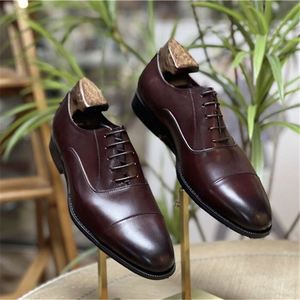 Chaussures habillées pour hommes à bout carré, semelle souple, doublure en cuir véritable, fermeture à lacets, respirantes, antidérapantes, style britannique pour mariage - Product Image 3