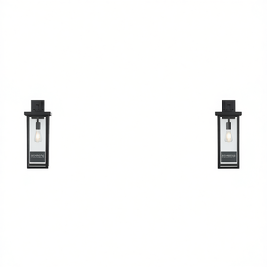 Appliques murales extérieures modernes 20 po de hauteur, cadre en métal noir, verre transparent, résistantes aux intempéries, pour éclairage de porche et d'entrée, ampoule E26 - Product Image 1