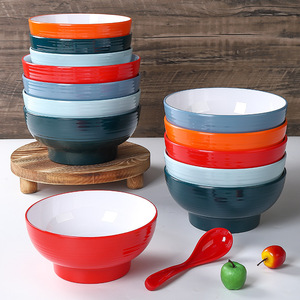 Tazones Espirales de Melamina, Tazones Gruesos para Sopa de Fideos, Calidad de Restaurante, Uso Comercial, Color Sólido - Product Image 3