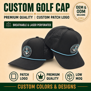 Innovador Gorro de Golf de Cinco Paneles, Sólido e Impermeable, con Emblema de Silicona Personalizado, Bajo MOQ, OEM, Perforado con Láser, Transpirable, Producto Activo - Product Image 1