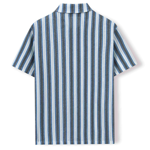 Camisa de algodón ligera informal para hombre, manga corta, botón bordado, ajuste holgado, tejido en blanco con Diseño a rayas - Product Image 3