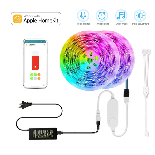 MATTER Homekit WiFi Mini Led Controller Dimmable 5V 12V 24V APP Remote  Voice Control for Single Color CCT RGB RGB+CCT LED Strip