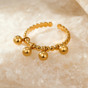 Fashion Simple Irregular Shape Oil Drop Eternal Flower Open Ring Gold Plated Stainless Steel Waterproof Adjustable <strong>Jewelry</strong> - Product Image 6