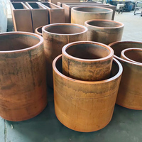 Pot de fleur décoratif en acier résistant aux intempéries-Vase artistique en métal Pot essentiel d'aménagement paysager de jardin, Pot de fleur de plancher en acier résistant aux intempéries
