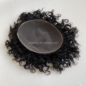 Calza capelli indiani base di pizzo riccio 100% capelli umani protesi da <span class=keywords><strong>uomo</strong></span> sistema <span class=keywords><strong>parrucca</strong></span> da <span class=keywords><strong>uomo</strong></span> - Product Image 3