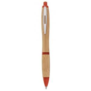Stylo bille en bambou écologique rouge, largeur d'écriture 0,5 mm, corps en bois personnalisable avec motif animal, encre noire, stylo promotionnel fantaisie, personnalisable - Product Image 3
