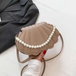 Hot Selling Nieuwe Shell Vorm Vrouw Enkele Schoudertas Met Parel Ketting Mode <span class=keywords><strong>Pu</strong></span> Lederen Vrouw Handtas Schattige Crossbody Tas - Product Image 6