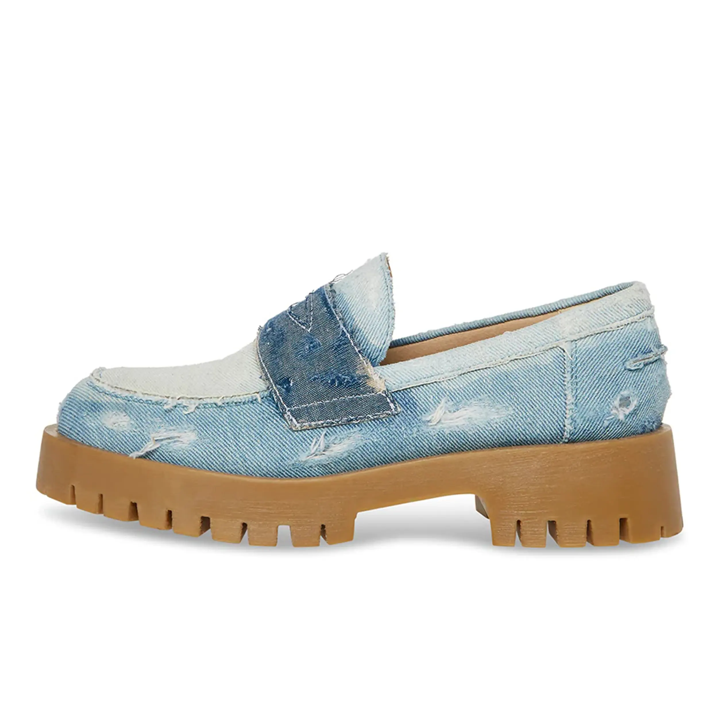 Platform Loafers Flat Loafer Slip On Shoes Blue Denim Women 2022 Classic Custom Penny Loafers