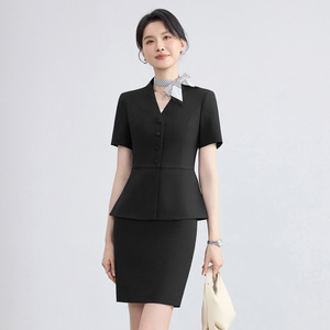 Women Professional Summer Suit <b>Skirt</b> Short Work Uniform Reception Hotel Uniform Polyester Fiber 94.2 Spandex 5.8 - Product Image 2