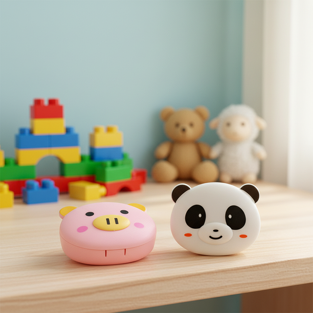 Round Cheap Candy Color Contact Lens Case Wearing Tools Couple Box Eyes Contact Lens Case With Tweezers Sucker