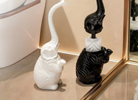 Brosse de toilette avec manche long et base de désinfection, ensemble de nettoyage créatif en forme d'éléphant pour toilettes