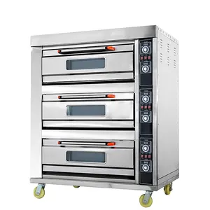 Hoge Kwaliteit Industriële Type 3 Decks 9 Trays Gas Oven Voor Bakken Met Ce Goedkeuring En Timer Bakken Brood Gas oven Voor Goede Prijs