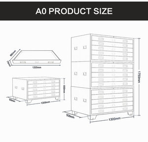 Archivador Metálico Vertical Grande de Diseño Moderno A0, con Cajones para Mapas y Documentos, para Oficina o Escuela - Product Image 2