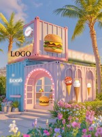 Maison-conteneur de boutique de crème glacée pliable sur mesure, kiosque moderne pour hamburgers, maison-conteneur
