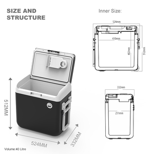 Geladeira Portátil para Carro 40L, Cooler Elétrico, Caixa Térmica 12V 220V AC DC, <span class=keywords><strong>Mini</strong></span> Refrigerador para Camping, Caminhão, Barco - Product Image 3