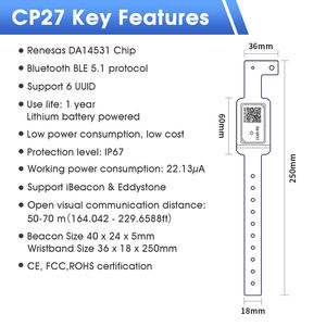 DX-CP27 IP67 Wasserdichtes Tragbares BLE Ibeacon <span class=keywords><strong>IoT</strong></span>-Gerät Eddystone Proximity BLE-Beacon für Indoor-Positionierung Ortung Tracking - Product Image 2