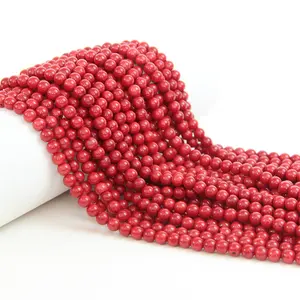Großhandel Neuheiten High Natural Red Bamboo Coral Perlen 6mm Perlen für Schmuck herstellung Naturstein Perlen
