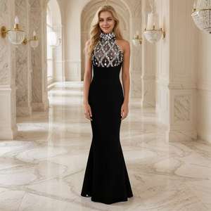 OEM Bandage Fantasie Bodycon Maxi Meerjungfrau Brautjungfer Kleider Ball Abend Schwarz Party Kleid Hochzeit Elegant auf Lager - Product Image 1