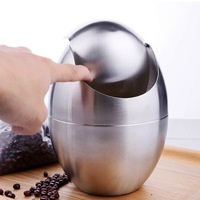 Poubelle miniature en acier inoxydable 304 avec couvercle à bascule, petite poubelle de bureau en forme d'œuf, poubelle en métal pour la cuisine