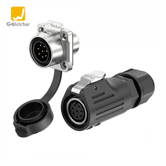 IP67 2-8 Pin Industrial Power Connector LP12 M12 Reverse Installation Waterproof Aviation Connector 120V/125V 5A/3A