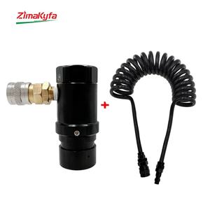 Regulador de CO2 HPA Mini de Aleación de Aluminio Negro con Manguera en Espiral y Conector Foster US para Botella G1/2-14, Manómetro Ajustable de 300 PSI - Product Image 1