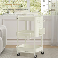 Vente flash : Chariot utilitaire à roulettes en métal à 3 niveaux pour la cuisine, petit chariot mobile, chariot de rangement à 3 tiroirs