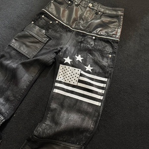 Jeans Vintage di Alta Qualità per Uomo, Stile Baggy con Patchwork, Pantaloni a Gamba Dritta Rock Revival - Product Image 3