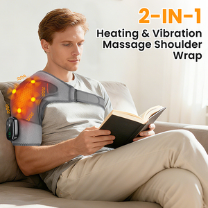 Enveloppe chauffante et massante pour les épaules à 4 moteurs avec vibration, attelle de massage chauffante pour les épaules avec batterie de 5000 mAh - Product Image 2