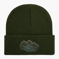 Op maat gemaakte OEM beanie van acryl, fijn gebreid, met gevouwen band, geborduurd, retro, klassiek, warme wintermuts voor wandelaars