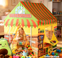 Tente de jeu Château de Princesse pour Enfants - Éducative, Durable, en Taffetas de Polyester, pour Intérieur et Extérieur, Une Chambre, Ventilée