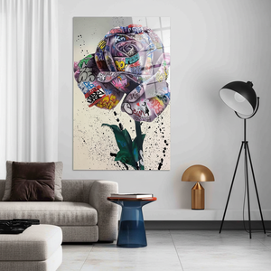 Impression sur toile élégante de graffitis roses de Banksy - Décoration murale moderne, ART SUR VERRE TÉRMÉTRAL - Product Image 3