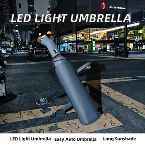 Rotating LED Light Semi-automatic Men's Extended Sunshade Folding Business Night Flashlight <b>Umbrella</b> Black Coating Modern Luxury - Product Image 2