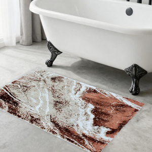 Denitri Ecru Beige Rose 60x100cm Recycled Cotton Yarn Dyed Jacquard Colorful Bath Rug & Shower <b>Mats</b> Custom Production - Product Image 1