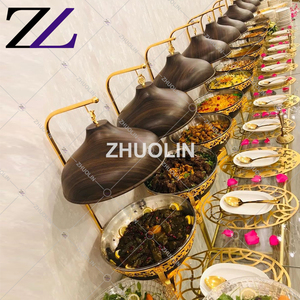 Samobares <span class=keywords><strong>para</strong></span> Buffet de Lujo, Calentador de Comida con Tapa Colgante Dorada, Exhibidor de Comida Caliente, Juego de Servicio <span class=keywords><strong>para</strong></span> Buffet - Product Image 2