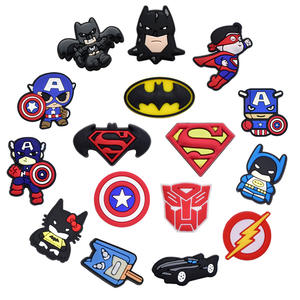 Breloques pour sabots pour enfants, Captain <span class=keywords><strong>Batman</strong></span> <span class=keywords><strong>Superman</strong></span> Logo, breloques pour chaussures en PVC, accessoires en caoutchouc, décoration de chaussures - Product Image 1