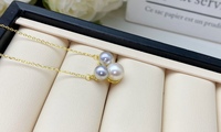 FEIRUN Collier superposé en forme de bouton de 7 et 8mm au design mignon Collier de perles d'eau douce naturelles simples