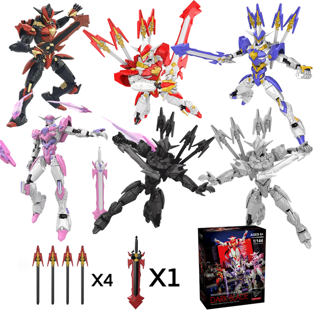 HW Shadow Flow Gun Dark Blade Toy Handmade and Doll Set DIY Assembled Character Handmade Doll Desktop Decoration Pendant Model