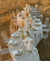 Table de mariage de luxe en acier inoxydable, table à manger demi-lune, table de réception pour hôtel