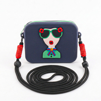 Sac bandoulière mini en silicone personnalisé OEM, pochette étanche à fermeture éclair, motif visage de fille de dessin animé, porte-monnaie, petit sac à bandoulière pour femme