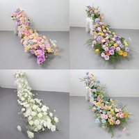 Chemin de table floral en cascade de roses artificielles en soie, style forêt, pour mariage, événements extérieurs, allée de table, hôtel, fête