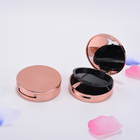 Double couche de haute qualité logo personnalisé luxe bronze or emballage cosmétique vide rond poudre compacte pressée cas
