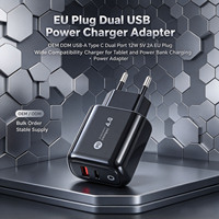 Pengiriman Cepat USB-A Tipe C Dual Port 12W 5V 2A Colokan EU Kompatibilitas Luas Pengisi Daya untuk Kamera Speaker Pengisian Daya Ponsel